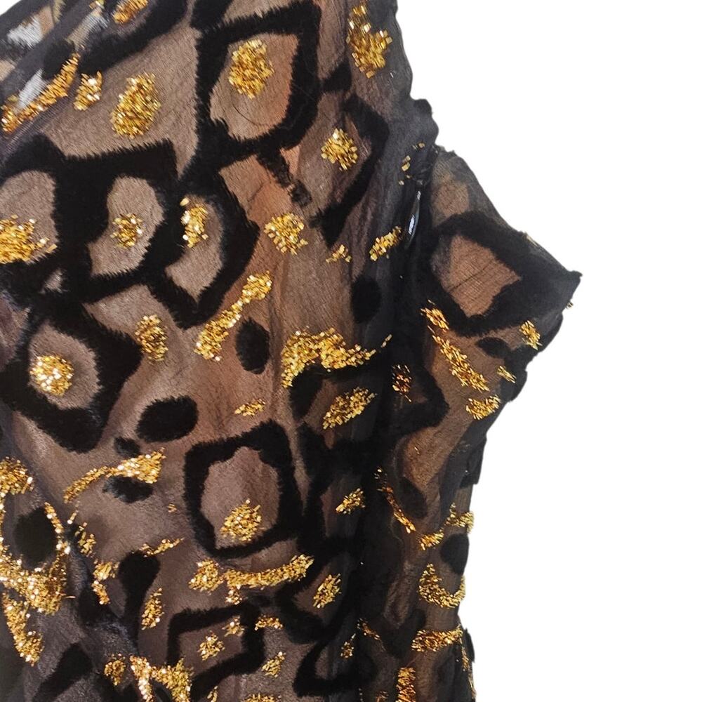 Milly New York Vintage Silk Velvet Devore Black & Gold Metallic Cocktail Dress - Picture 6 of 7